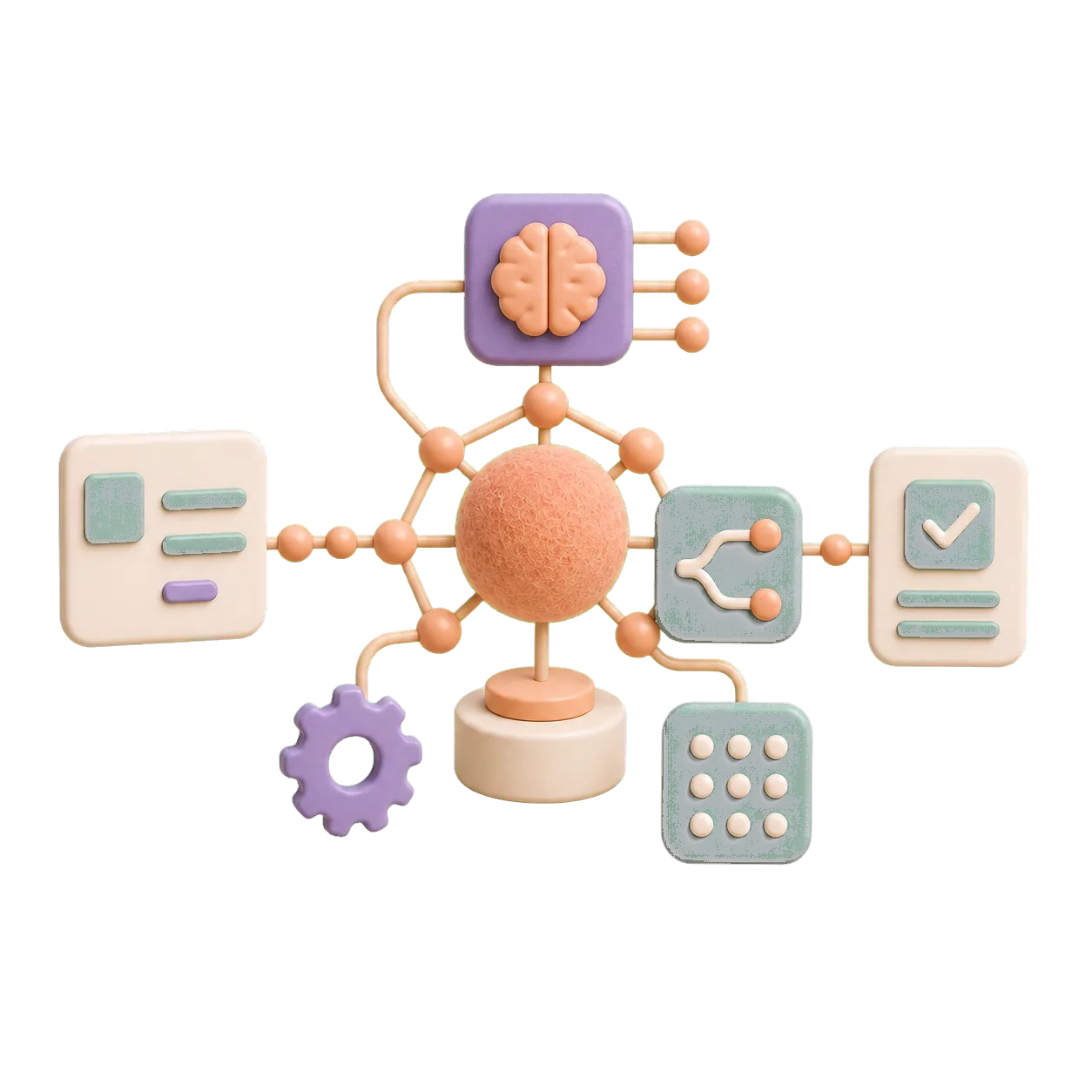 A focused AI orchestration flow transforming one input into a useful structured output